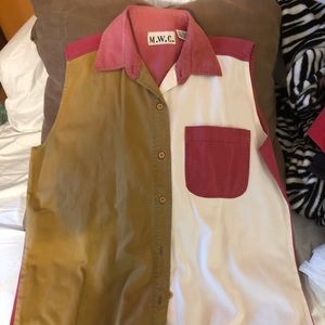 Women’s size L M.W.C color block, sleeveless, button up top.